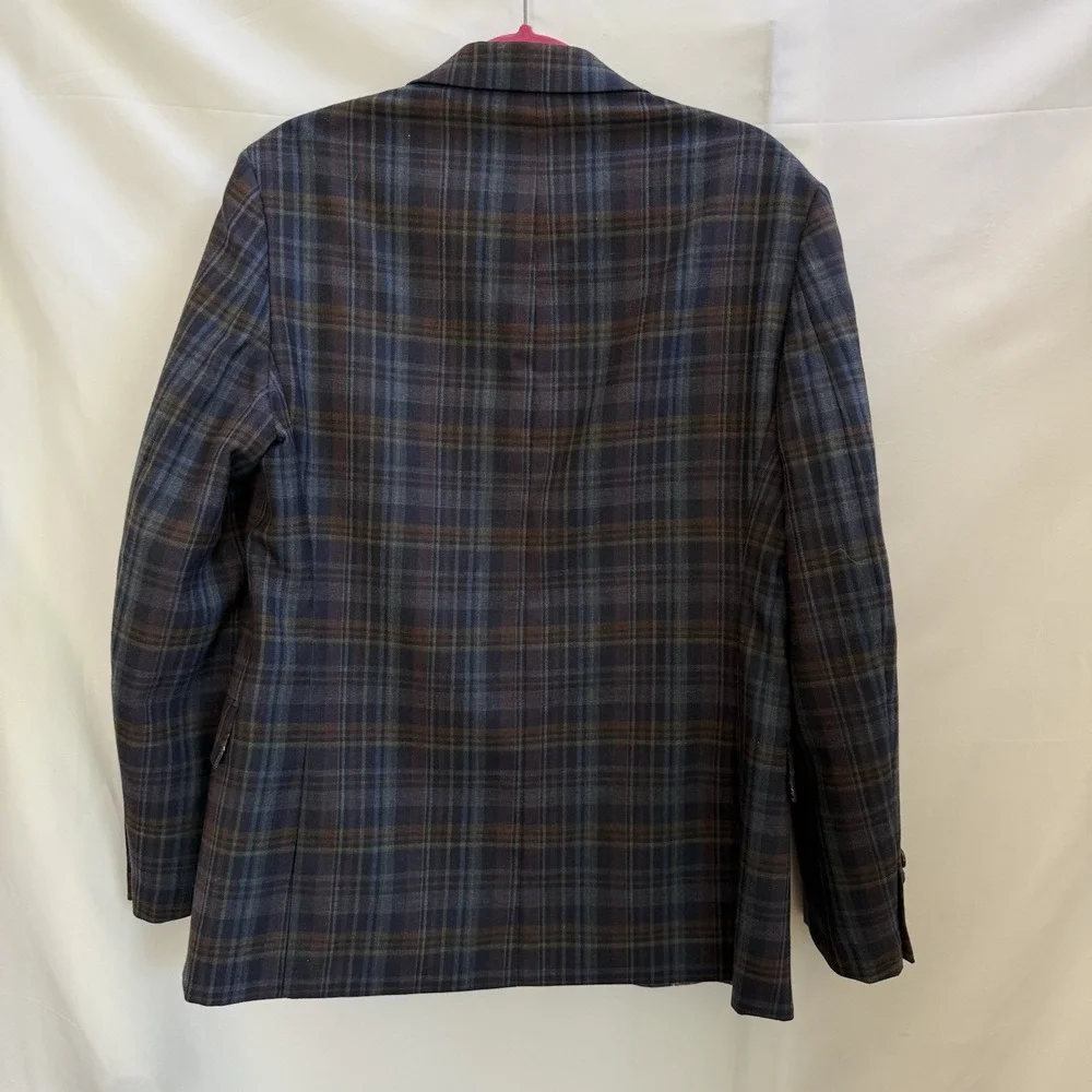 Tallia Men Suit 40R Windowpane Plaid Wool Blend Blazer Sport Coat Jacket